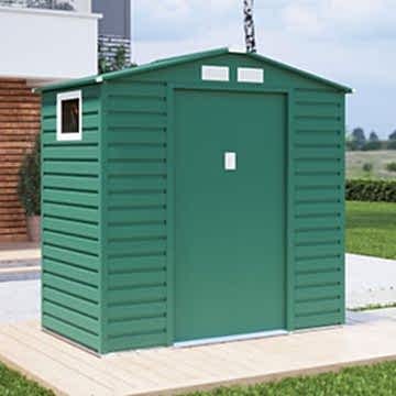 7' x 4' Lotus Hypnos Apex Metal Shed - Green (2.13m x 1.31m) 7' x 4' Lotus Hypnos Apex Metal Shed - Green (2.13m x 1.31m)