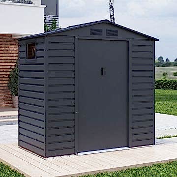7' x 4' Lotus Hypnos Apex Metal Shed - Grey (2.13m x 1.31m) 7' x 4' Lotus Hypnos Apex Metal Shed - Grey (2.13m x 1.31m)