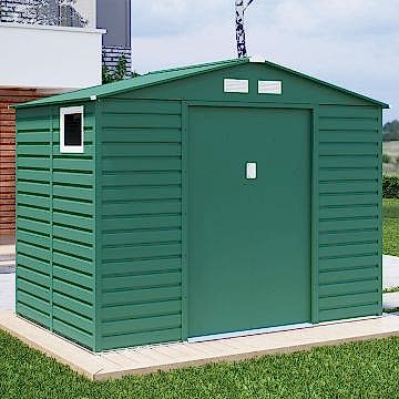 9' x 7' Lotus Hypnos Apex Metal Shed - Green (2.77m x 1.95m)