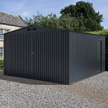 13' x 14' Lotus Apollo Metal Garage - Grey (3.8m x 4.2m) 13' x 14' Lotus Apollo Metal Garage - Grey (3.8m x 4.2m)