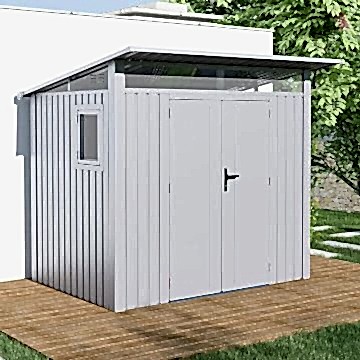 7' x 6' Lotus Minos White Aluminium Metal Shed (2.32m x 1.91m) 7' x 6' Lotus Minos White Aluminium Metal Shed (2.32m x 1.91m)