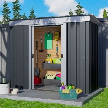 6' x 4' Yardmaster Castleton Anthracite Pent Metal Shed 64APZ (1.98m x 1.19m)