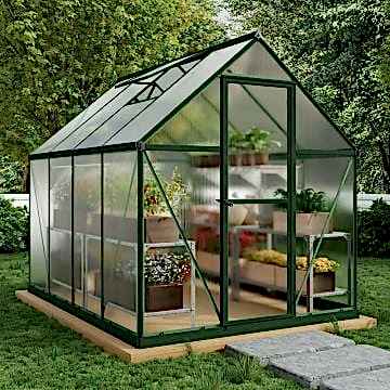 6' x 8' Palram Canopia Mythos Walk In Green Polycarbonate Greenhouse (1.85m x 2.47m)