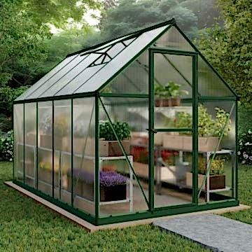 6' x 10' Palram Canopia Mythos Large Walk In Green Polycarbonate Greenhouse (1.85m x 3.06m)