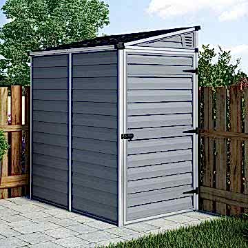 4'x6' (1.2x1.8m) Palram Grey Skylight Pent Plastic Shed