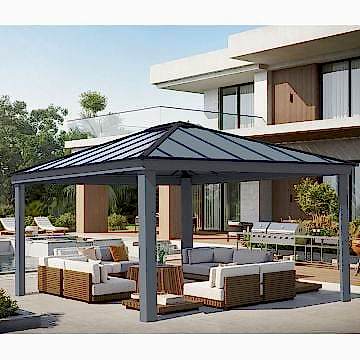 14' x 16' Palram Canopia Dallas Grey Garden Gazebo (4.22m x 4.84m)