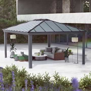 14' x 20' Palram Canopia Dallas Grey Garden Gazebo (4.22m x 6.06m)