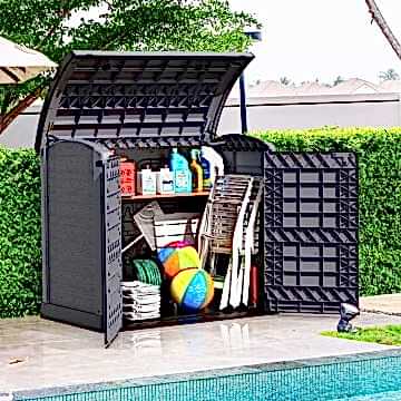 4'9 x 2'8 Saffron Storeaway 1200L Plastic Storage Unit/Wheelie Bin Store with Arc Lid (1.45m x 0.82m)