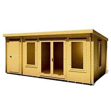 Shire Elm 5.1m x 3m Log Cabin with Side Shed (19mm)