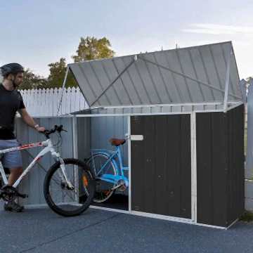 7'5 x 2'7 Absco Double Door Metal Bike Shed - Grey (2.26m x 0.78m)