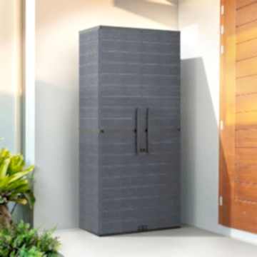 Saffron Tall Vertical Cabinet/Plastic Storage Cupboard - Sleek Grey