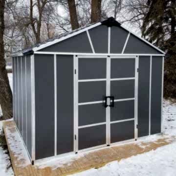 11'x9' (3.3x2.7m) Palram Yukon Dark Grey Skylight Plastic Shed with WPC Floor