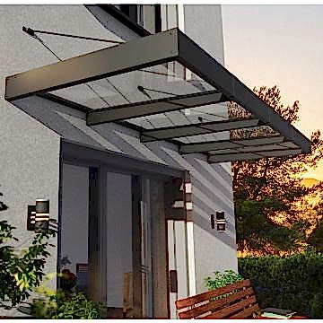 12' x 5' Palram Canopia Sophia XL 4000 Door Canopy - Grey (3.79m x 1.40m) 