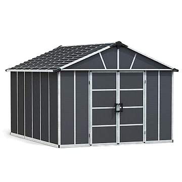 11'x13.1' Palram Yukon Dark Grey Skylight Shed with WPC Floor