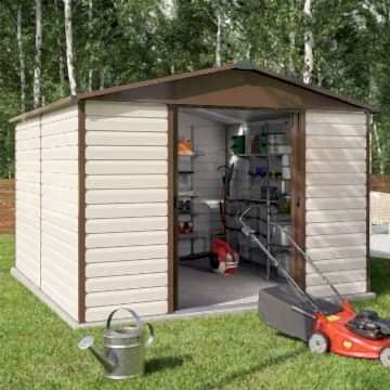 10' x 12' Yardmaster Shiplap Metal Shed Brown Finish (3.03m x 3.78m)