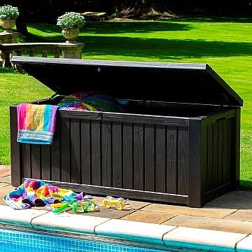 5'1 x 2'4 Keter Rockwood Plastic Garden Storage Box - Brown (1.55m x 0.72m)