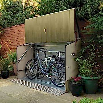 6'4 x 2'9 Trimetals Ramped Metal Bike Shed - Green (1.95m x 0.88m)