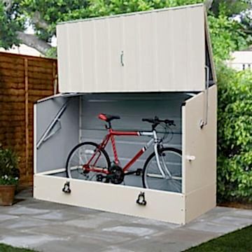 6'4 x 2'9 Trimetals Protect A Cycle Metal Bike Shed with Ramp - Cream (1.95m x 0.88m)