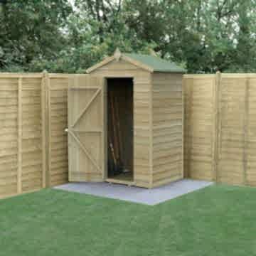 4' x 3' Forest 4Life 25yr Guarantee Overlap Pressure Treated Windowless Apex Wooden Shed (1.34m x 1m)