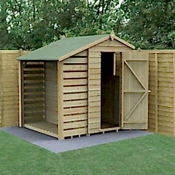 6' x 4' Forest 4Life 25yr Guarantee Overlap Pressure Treated Apex Wooden Shed with Lean To (1.88m x 2.01m)