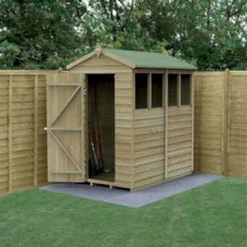 6' x 4' Forest 4Life 25yr Guarantee Overlap Pressure Treated Apex Wooden Shed - 4 Windows (1.88m x 1.34m)