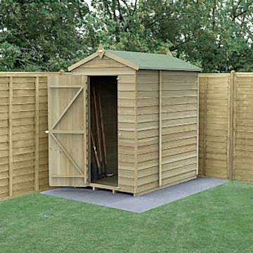 6' x 4' Forest 4Life 25yr Guarantee Overlap Pressure Treated Windowless Apex Wooden Shed (1.88m x 1.34m)