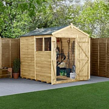 8' x 6' Forest 4Life 25yr Guarantee Overlap Pressure Treated Double Door Apex Wooden Shed (2.42m x 1.99m)