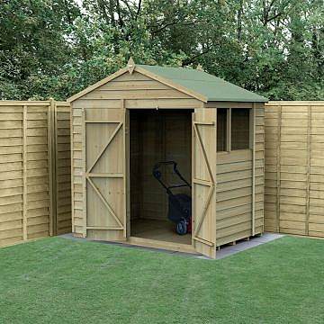 7' x 5' Forest 4Life 25yr Guarantee Overlap Pressure Treated Double Door Apex Wooden Shed (2.28m x 1.53m)