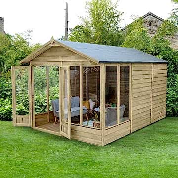 12' x 8' Forest 4Life 25yr Guarantee Double Door Apex Summer House (3.6m x 2.61m)