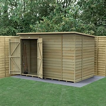 10' x 6' Forest 4Life 25yr Guarantee Overlap Pressure Treated Windowless Double Door Pent Wooden Shed (3.11m x 2.04m)