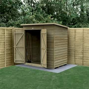 6' x 4' Forest 4Life 25yr Guarantee Overlap Pressure Treated Windowless Double Door Pent Wooden Shed (1.98m x 1.39m)