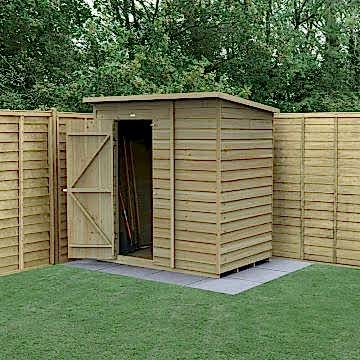 6' x 4' Forest 4Life 25yr Guarantee Overlap Pressure Treated Windowless Pent Wooden Shed (1.98m x 1.4m)