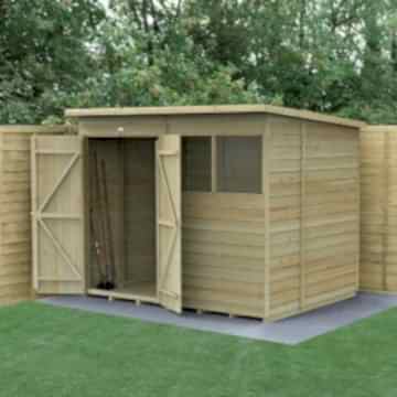 8' x 6' Forest 4Life 25yr Guarantee Overlap Pressure Treated Double Door Pent Wooden Shed (2.51m x 2.04m)