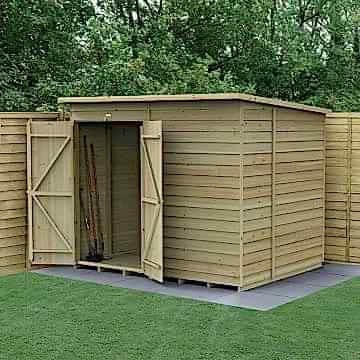 8' x 6' Forest 4Life 25yr Guarantee Overlap Pressure Treated Windowless Double Door Pent Wooden Shed (2.51m x 2.04m)