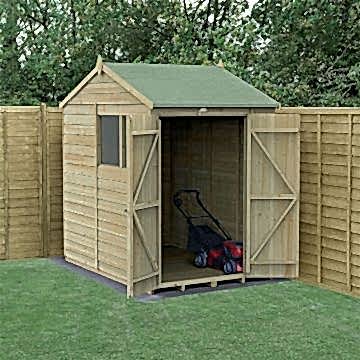 7' x 5' Forest 4Life 25yr Guarantee Overlap Pressure Treated Double Door Reverse Apex Wooden Shed (2.28m x 1.53m)