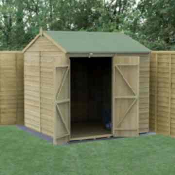 7' x 7' Forest 4Life 25yr Guarantee Overlap Pressure Treated Windowless Double Door Reverse Apex Wooden Shed (2.28m x 2.12m)