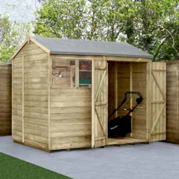 8' x 6' Forest 4Life 25yr Guarantee Overlap Pressure Treated Double Door Reverse Apex Wooden Shed (2.42m x 1.99m)