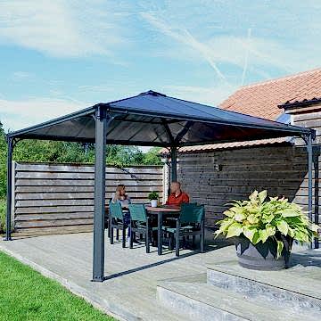 14'x14' (4.2x4.2m) Palram Palermo 4300 Grey Garden Gazebo 