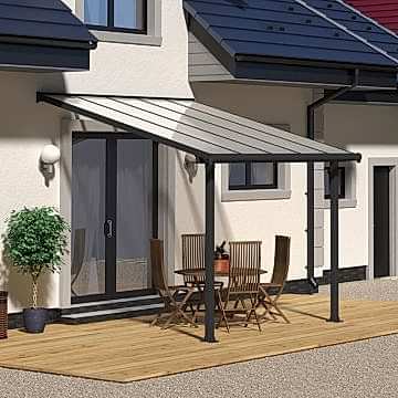 10'x10' (3x3m) Palram Olympia Grey Patio Cover With Clear Panels 