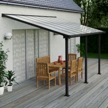 10'x14' (3x4.25m) Palram Olympia Grey Patio Cover With Clear Panels 