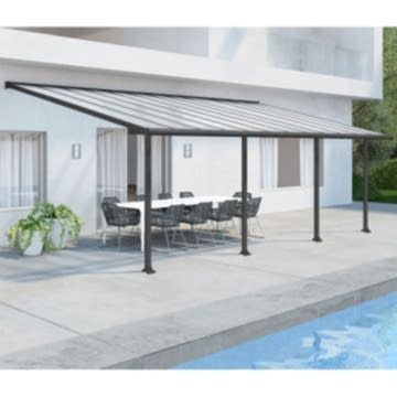 10'x20' (3x6.1m) Palram Olympia Grey Patio Cover With Clear Panels 