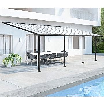 10' x 24' Palram Canopia Olympia Grey Patio Cover with Clear Panels