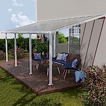 10' x 24' Palram Canopia Olympia White Patio Cover with Clear Panels
