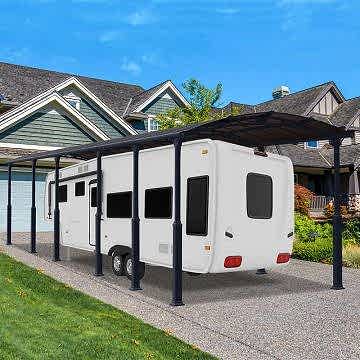 12' x 42' Palram Arcadia Alpine 12700 Grey Metal Carport