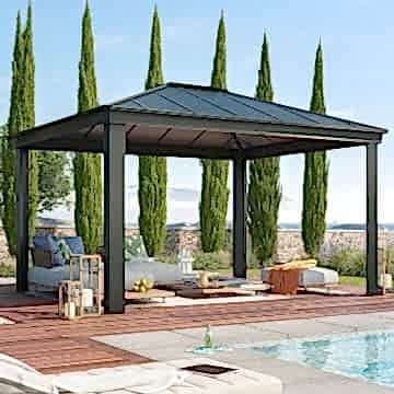 14' x 12' Palram Canopia Dallas 4300 Grey Garden Gazebo
