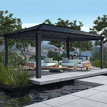 20' x 12' Palram Canopia Dallas 6100 Grey Garden Gazebo