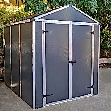 6' x 8' Palram Rubicon Double Door Plastic Garden Shed - Dark Grey