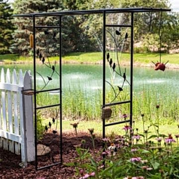 Panacea Birds Metal Garden Arch with Bird Feeding Station 7' x 7' 