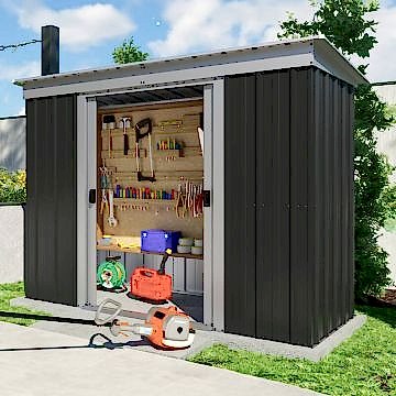 8' x 4' Yardmaster Castleton Anthracite Pent Metal Shed (2.38m x 1.19m)