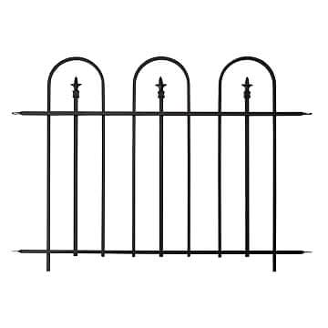 Panacea 4' x 3' Triple Arch Black Metal Fence Panel (1.23m x 0.92m)